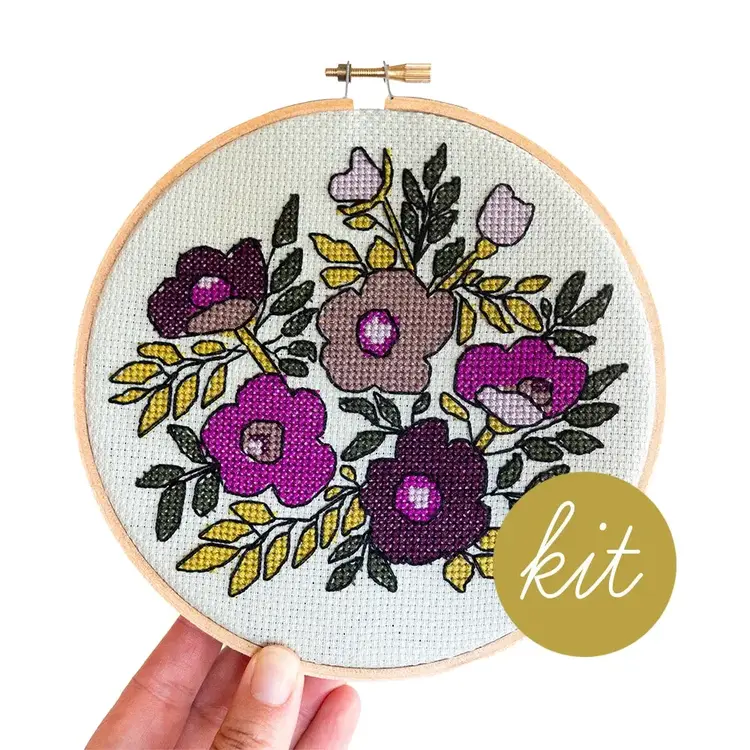 Junebug and Darlin Violet Vibes Cross Stitch Kit