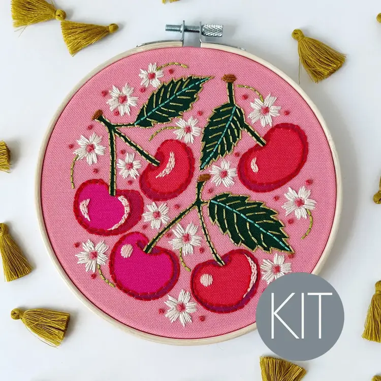 Rikrack Cherries Embroidery Kit