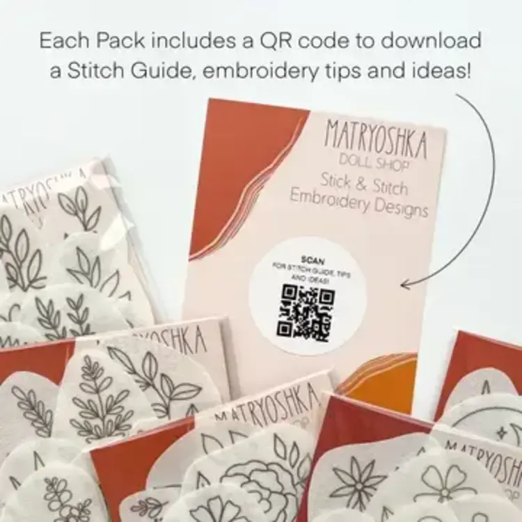Matryoshka Doll Shop Stick & Stitch Embroidery Patterns (Florals)