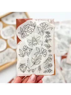 Matryoshka Doll Shop Stick & Stitch Embroidery Patterns (Flowers & Bees)