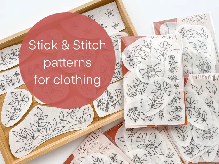 Matryoshka Doll Shop Stick & Stitch Embroidery Patterns (Flowers & Bees)