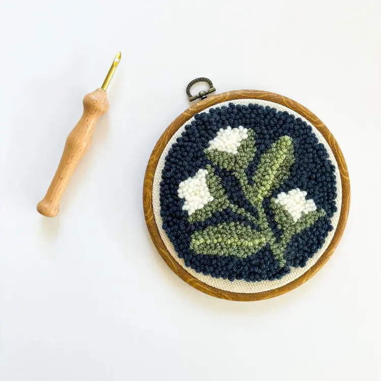 The Urban Acres Blue Floral Punch Needle Kit