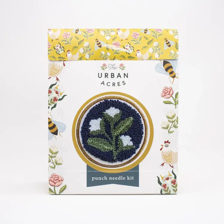 The Urban Acres Blue Floral Punch Needle Kit