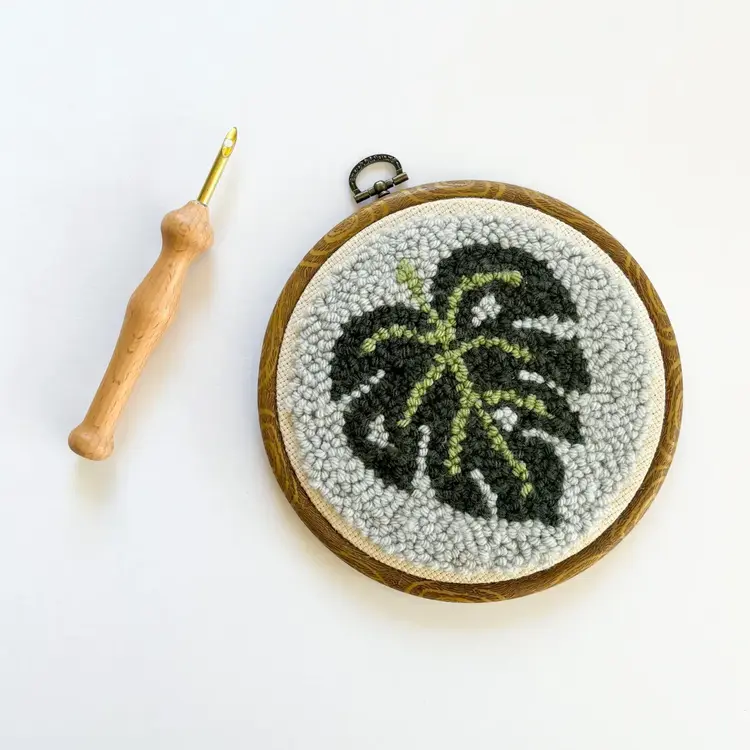 The Urban Acres Classic Monstera Punch Needle Kit