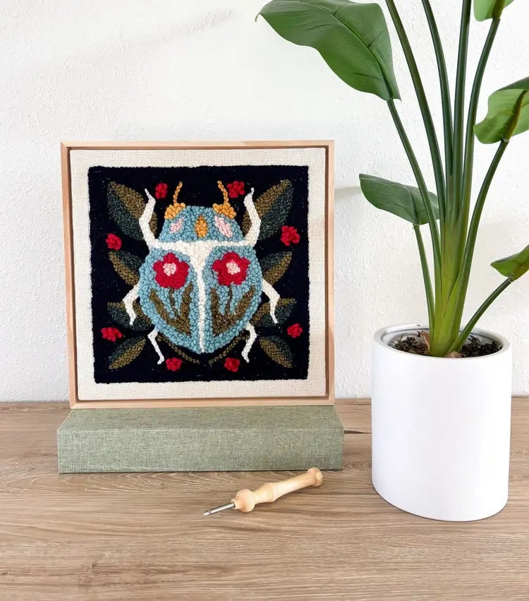 The Urban Acres Spring Beetle Punch Needle Frame Kit