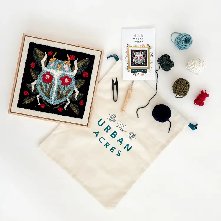 The Urban Acres Spring Beetle Punch Needle Frame Kit