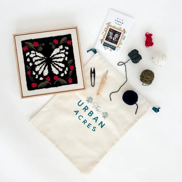 The Urban Acres Spring Butterfly Punch Needle Frame Kit