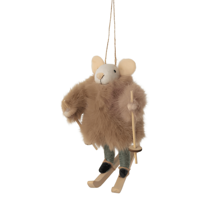 One Hundred 80 degrees Skiing Mouse (Taupe Coat)
