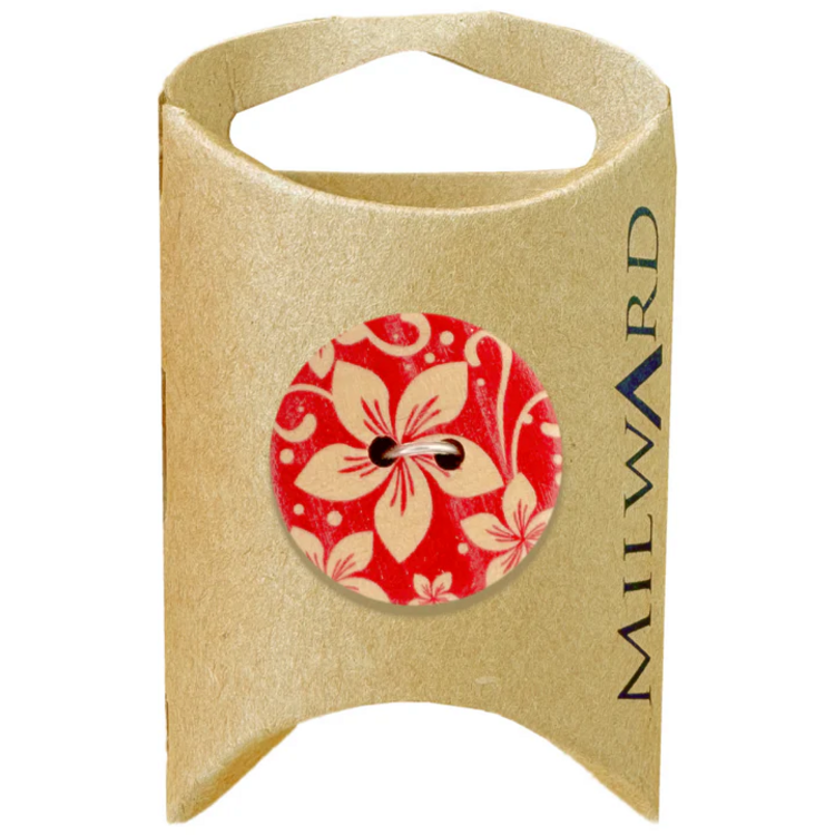 Milward Green MGB417-1 1/16“ Wooden 2-hole Flower Printed Button