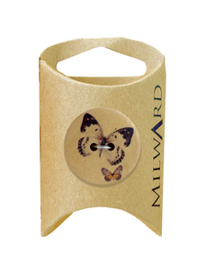 Milward Green MGB501-1 1/16“ Wooden 2-hole Butterfly Print Butto