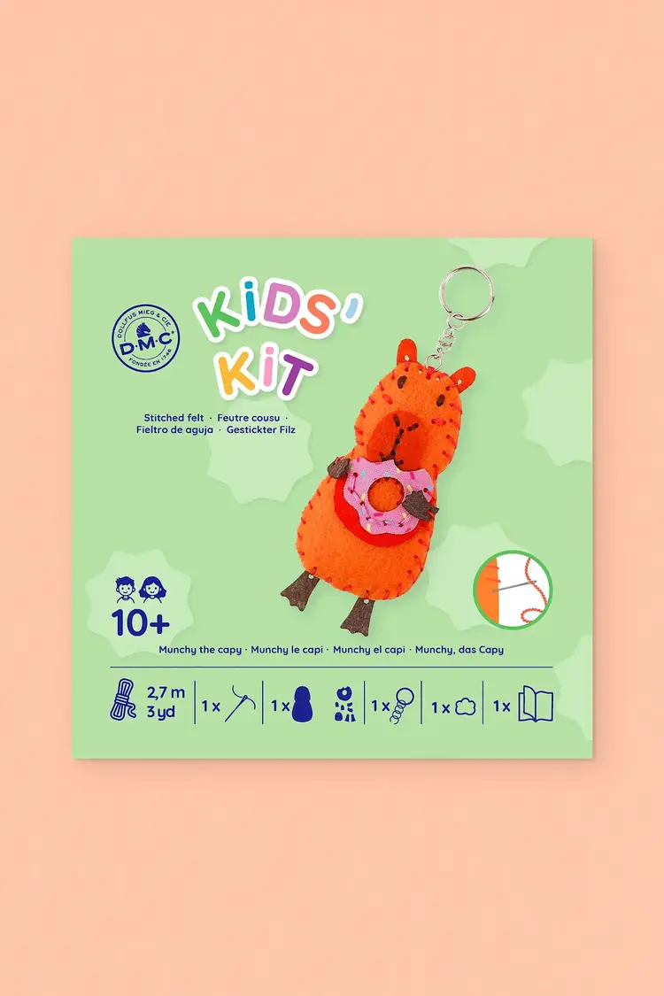 DMC Munchy the Capybara Felt Keyring Kit for Kids