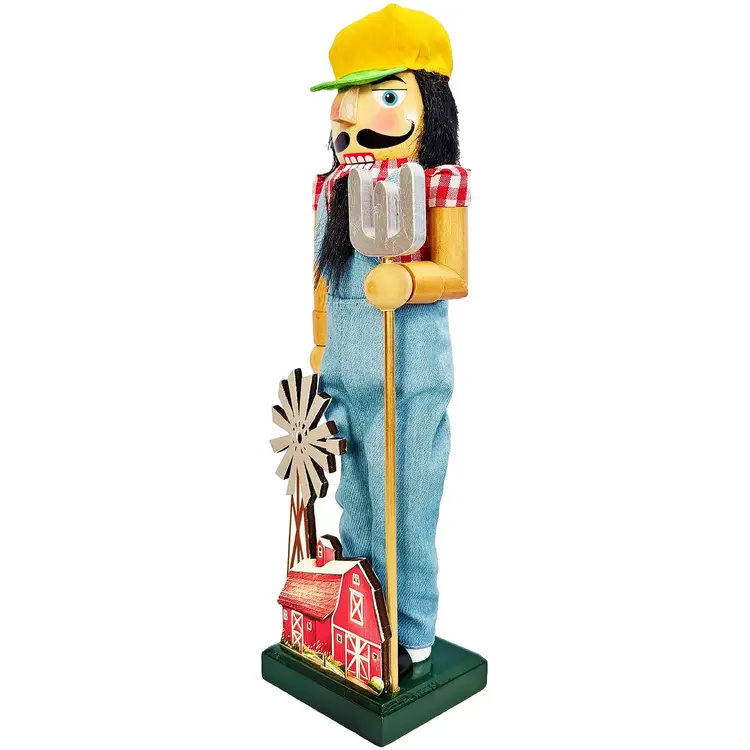 Santa’s Workshop Red Barn Farmer Nutcracker