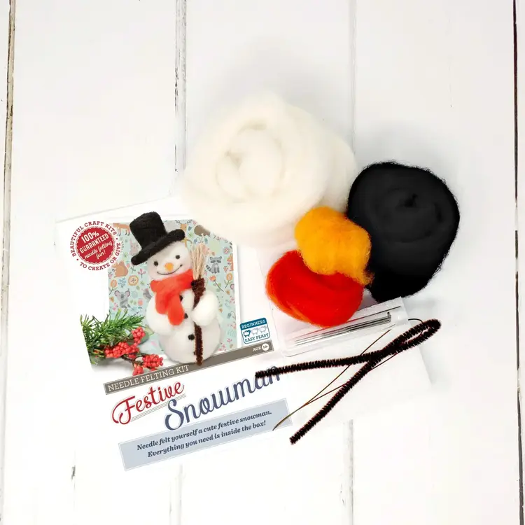 The Crafty Kit Company Festive Snowman Needle Felting Kit