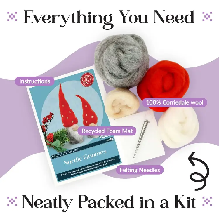 The Crafty Kit Company Nordic Gnomes Needle Felting Kit