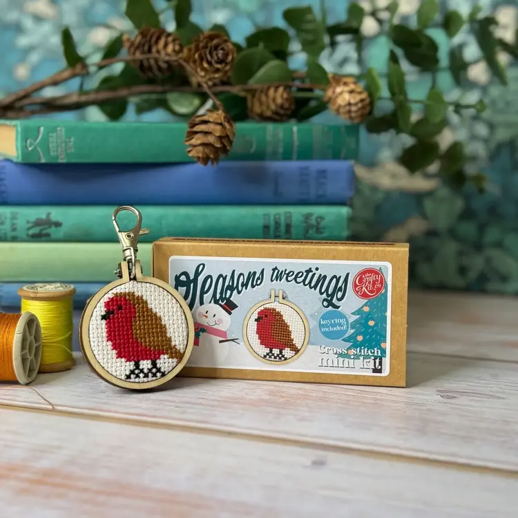 The Crafty Kit Company Red Robin Mini Matchbox Cross Stitch Kit