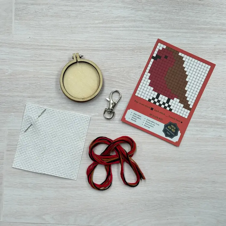 The Crafty Kit Company Red Robin Mini Matchbox Cross Stitch Kit