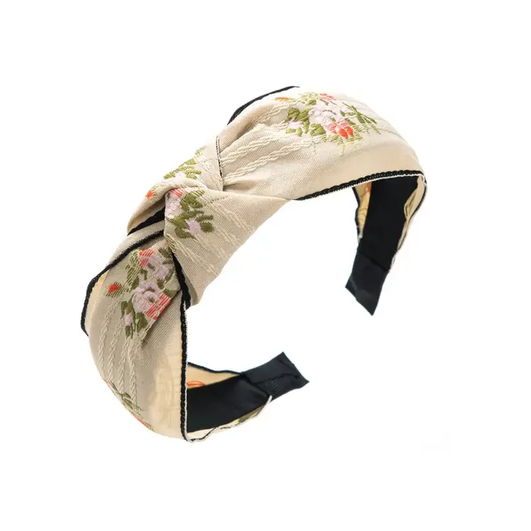 Embroidered Floral Headband (Natural)