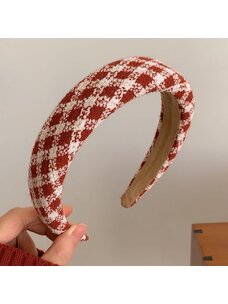 Red Check Headband