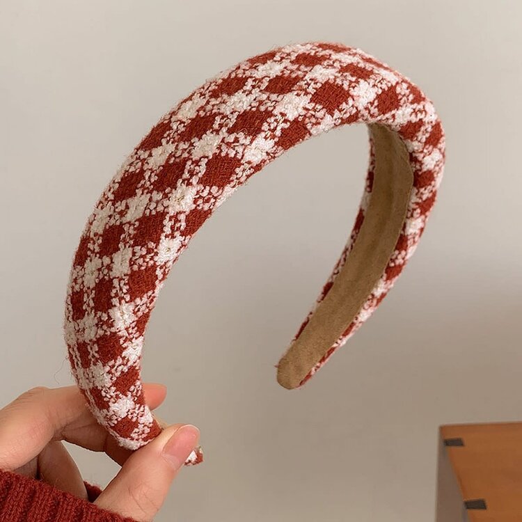 Red Check Headband