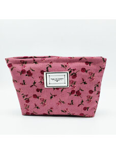 Vintage Floral Corduroy Accessory Bag (Red)