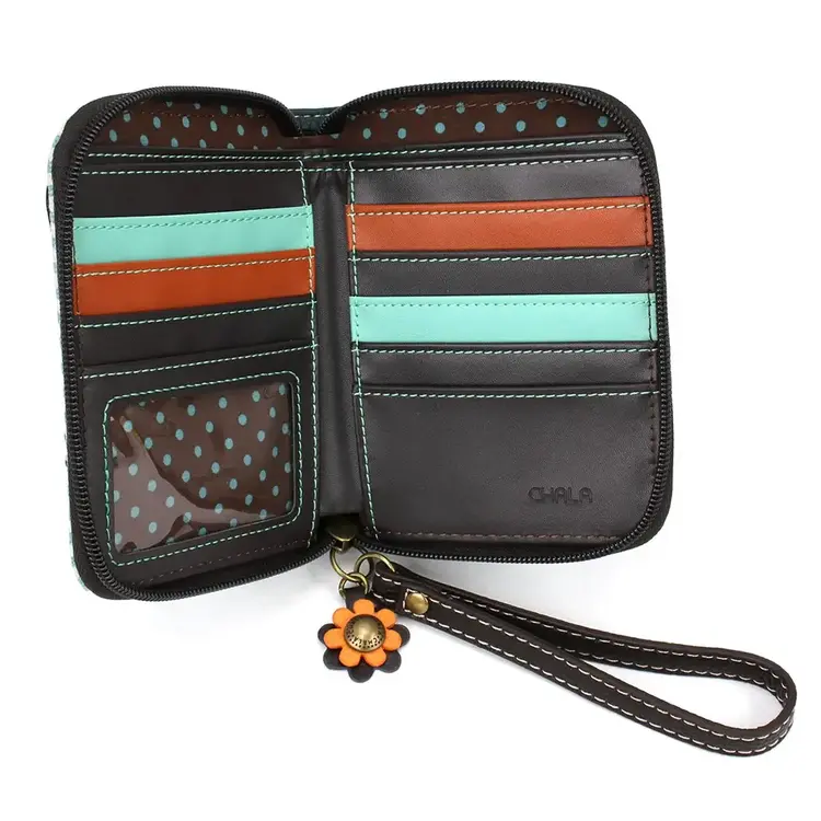 Chala Blue Butterfly Zip Around Wallet