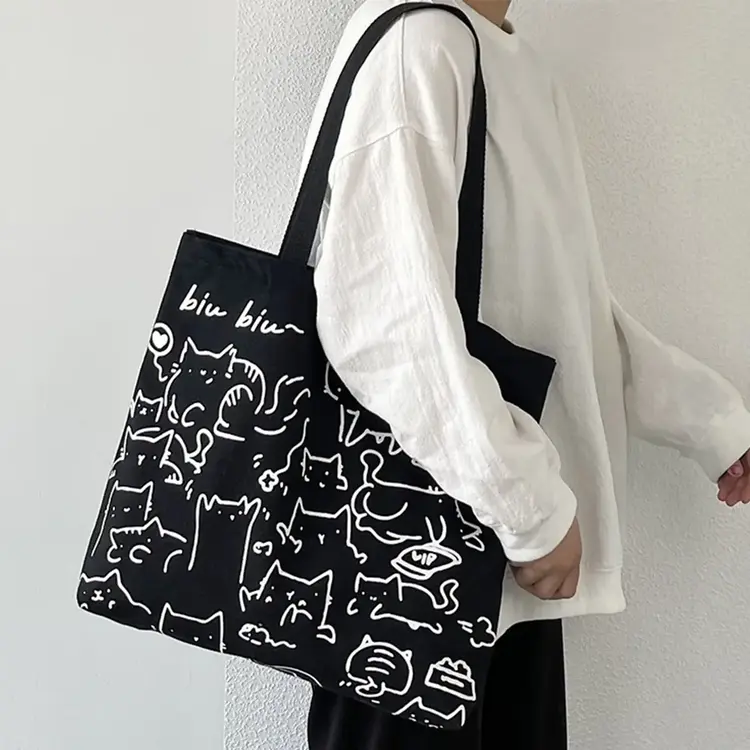 Cat Doodles Tote | Black