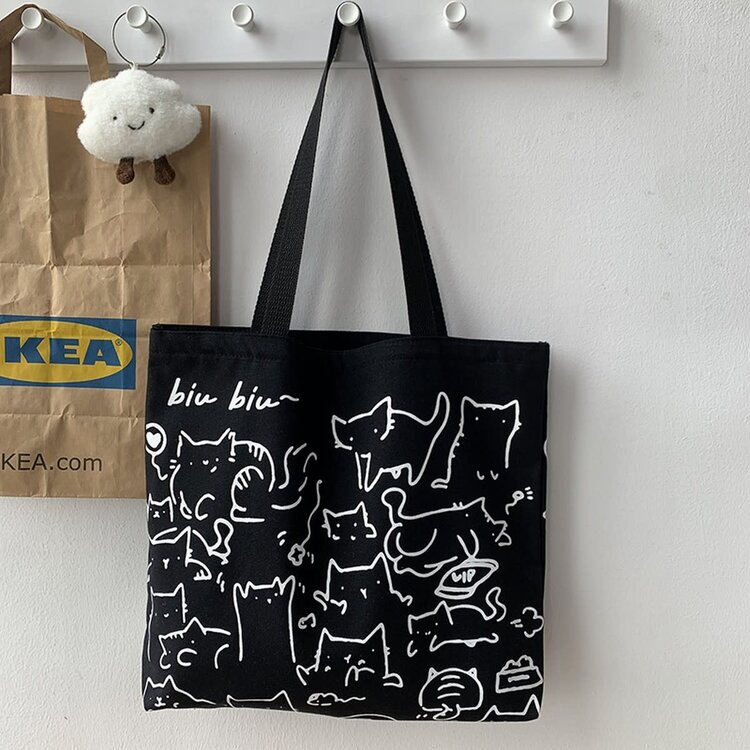 Cat Doodles Tote | Black