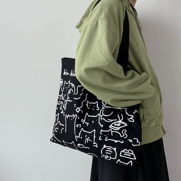 Cat Doodles Tote | Black