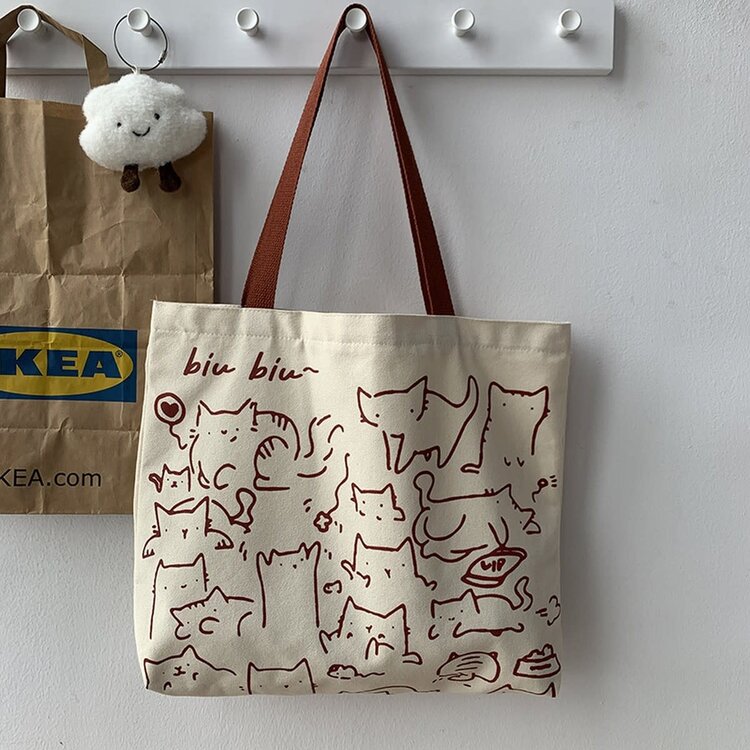 Cat Doodles Tote | Natural