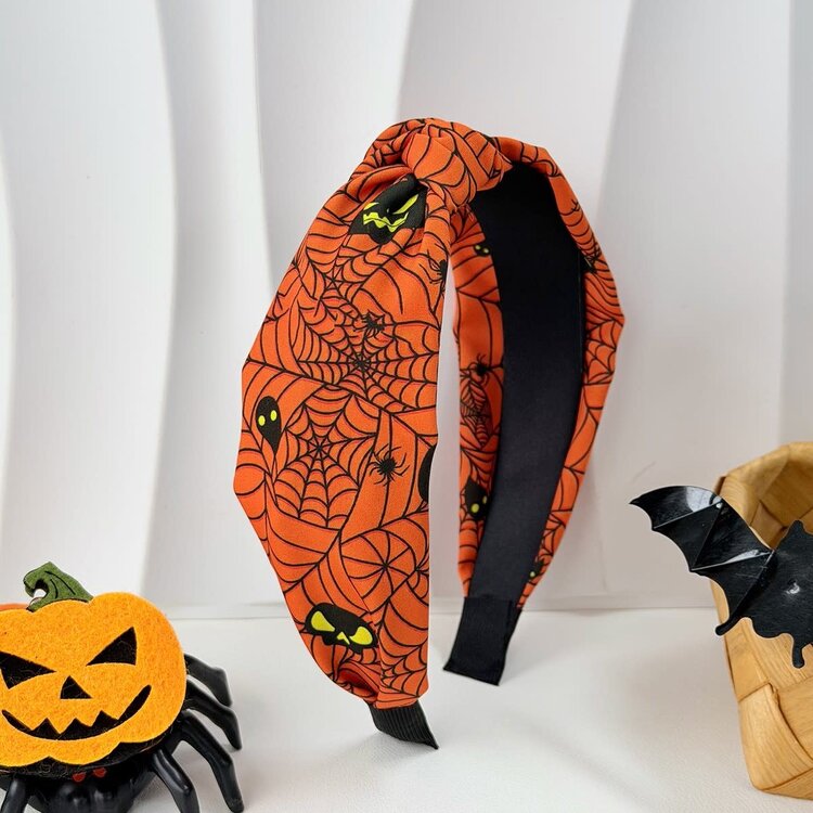 Spooky Spiderweb Knot Headband | Orange