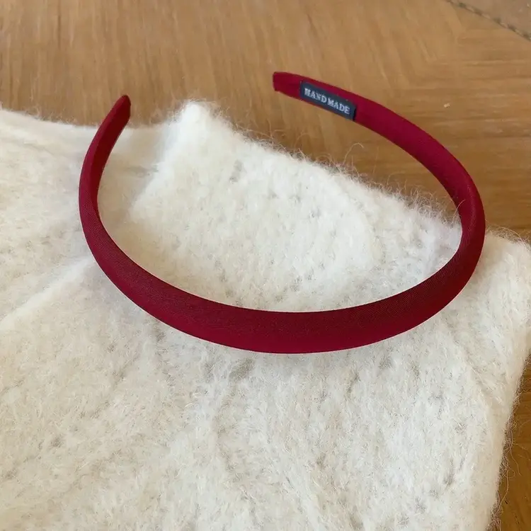 Narrow Satin Headband | Red