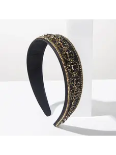 Vintage Jeweled Headband | Black & Gold