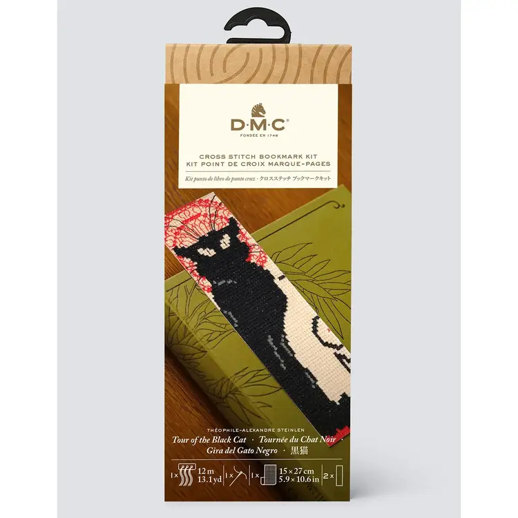 DMC Tour of the Black Cat by Théophile-Alexandre Steinlen | Cross Stitch Bookmark Kit