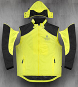 Aero Tech Men's Aero Reflective Cycling Rain Coat - Waterproof Jacket with Zip-Off Sleeves