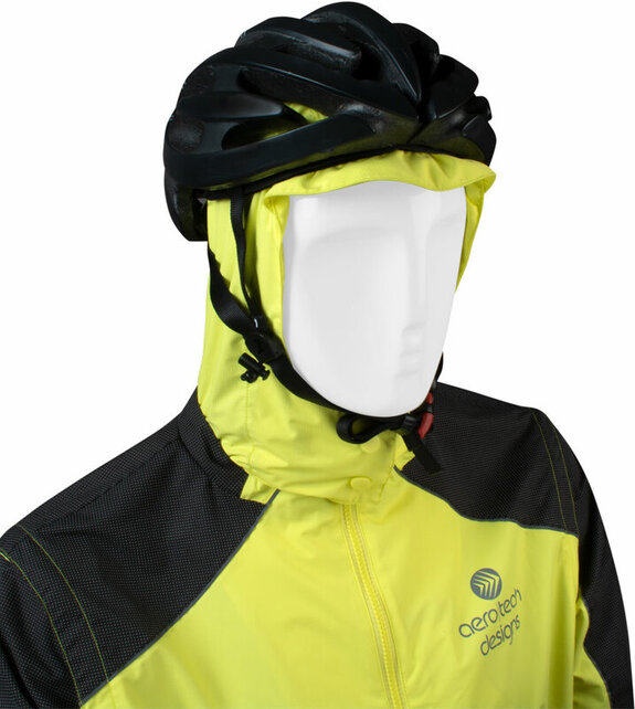 Aero Tech Men's Aero Reflective Cycling Rain Coat - Waterproof Jacket with Zip-Off Sleeves
