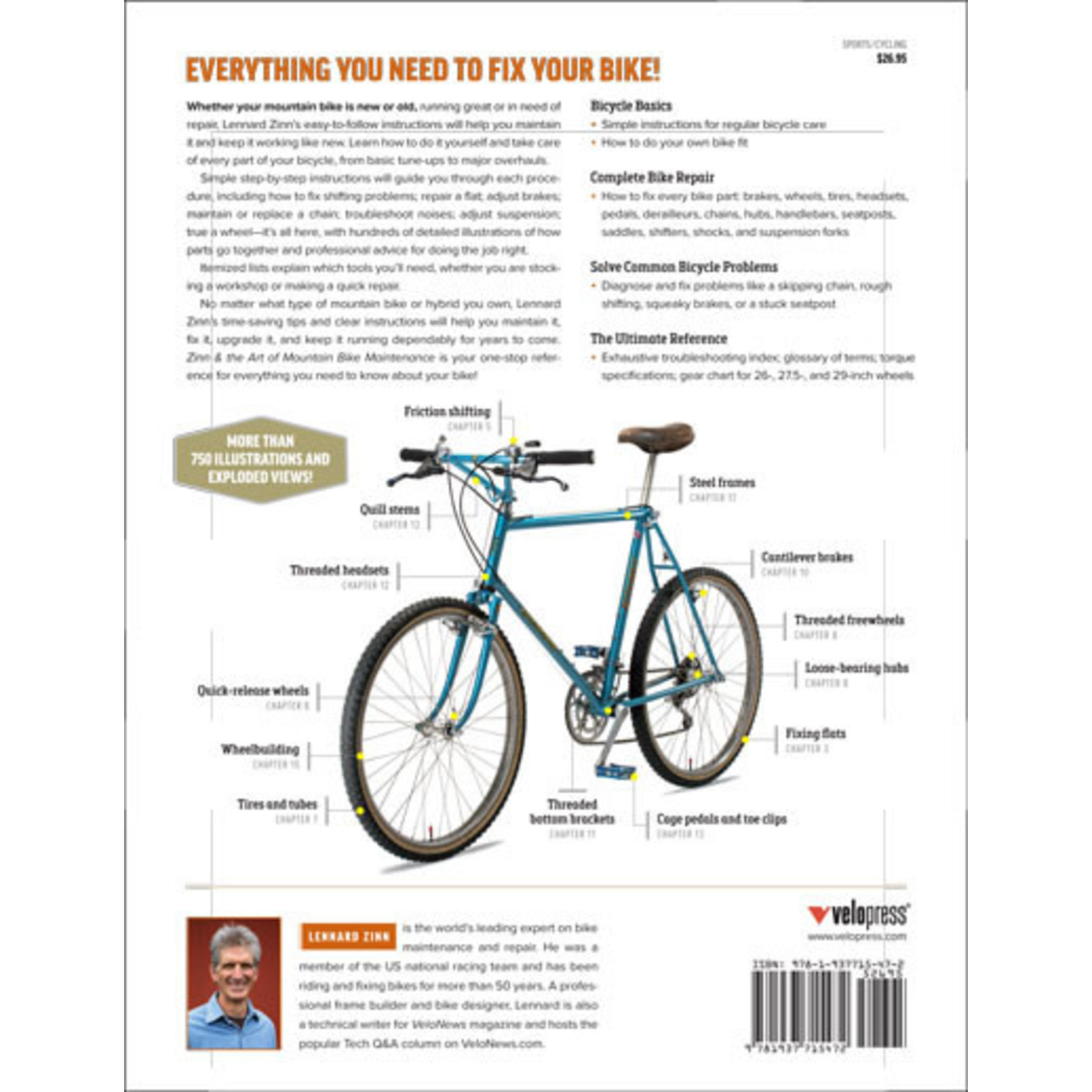 Zinn Cycles Zinn & The Art of Mountain Bike Maintenance, 6th Edition