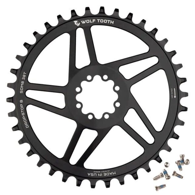 Wolf Tooth 8-Bolt Road/Gravel Chainring (Flat Top), 38T - Blk