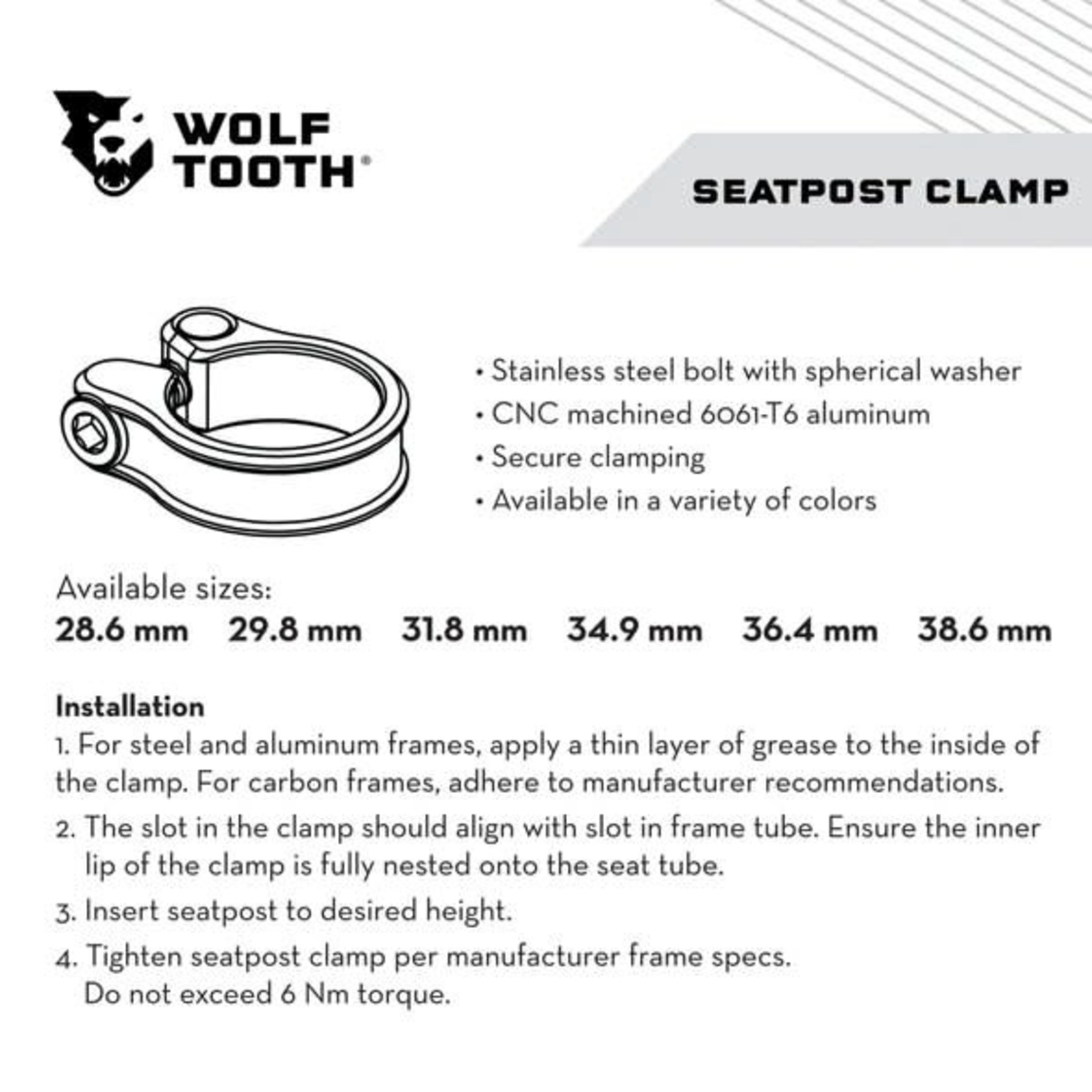 Wolf Tooth Seatpost Clamp 31.8mm Blue