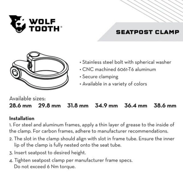 Wolf Tooth Seatpost Clamp 34.9mm Green Wolf Tooth Seatpost Clamp 34.9mm Green