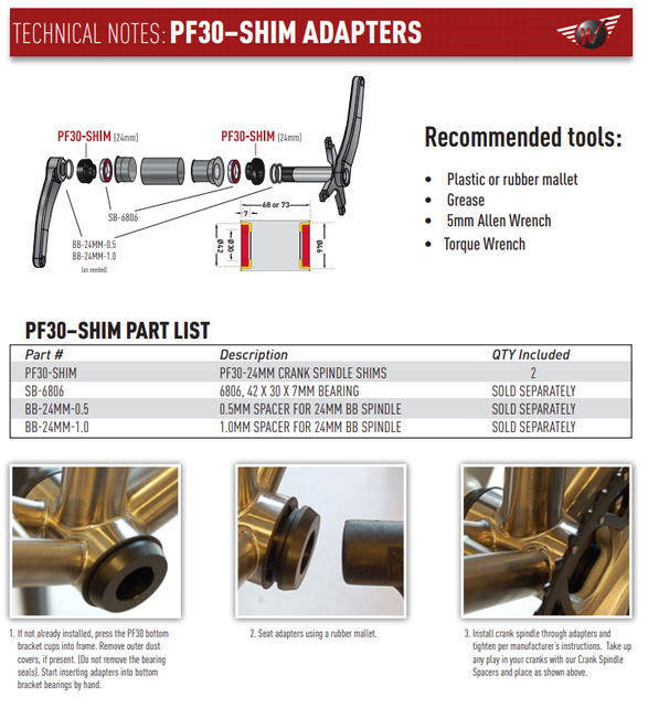 Wheels Mfg - BB Adapter: PF30 for Shimano