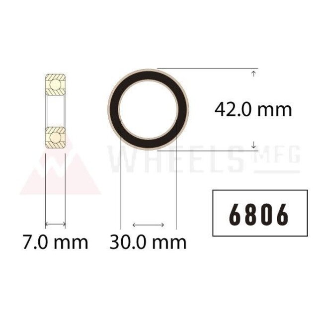 Wheels Mfg Bottom Bracket - Enduro 6806 ABEC-5 Sealed Bearing Wheels Mfg Bottom Bracket - Enduro 6806 ABEC-5 Sealed Bearing