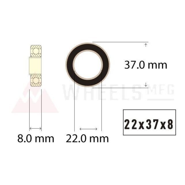 Wheels Mfg Bottom Bracket - Enduro GXP 22x37x8 Angular Contact Sealed Bearing Wheels Mfg Bottom Bracket - Enduro GXP 22x37x8 Angular Contact Sealed Bearing