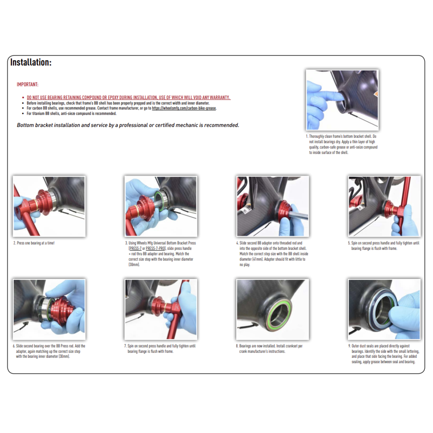 Wheels Manufacturing Wheels Mfg Bottom Bracket - BB86 to 30MM Flanged, Dual Row PressFit 86/92 ABEC-3 Bottom Bracket