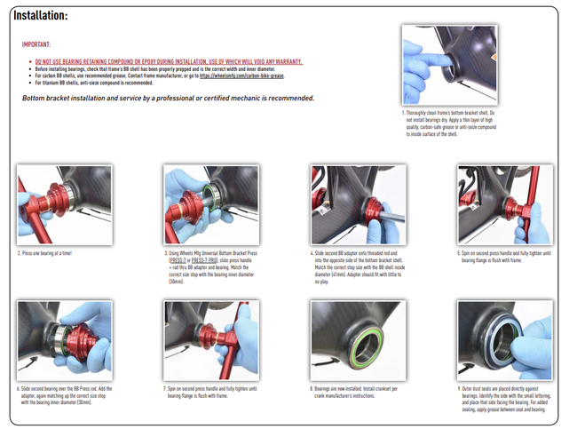Wheels Manufacturing Press Fit BB86/92 Bottom Bracket - For use with 30mm Spindles Dual-Row ABEC-3 Bearings