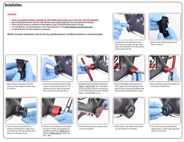Wheels Mfg Bottom Bracket - BB86/92 Thread Together ABEC-3 BB for 24/22mm (SRAM) Cranks