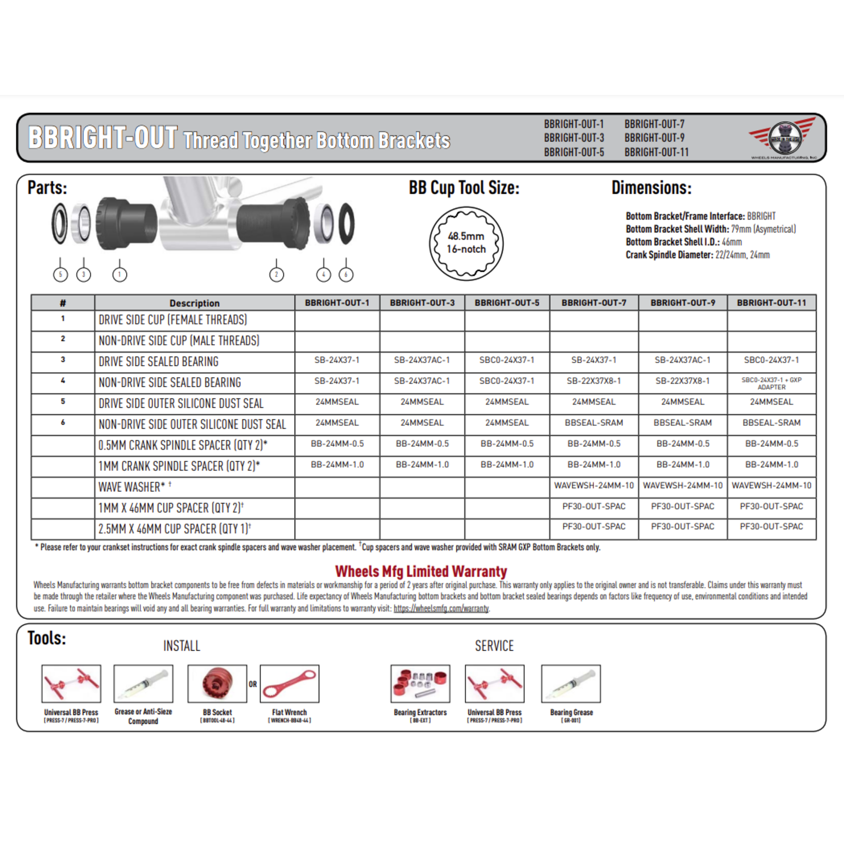 Wheels Manufacturing Wheels Mfg Bottom Bracket - BBRight Outboard ABEC-3 BB for 30mm Cranks