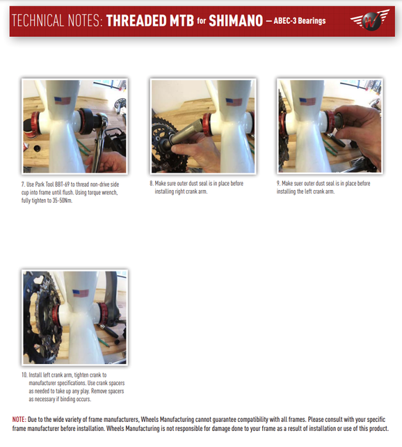 Wheels Mfg Bottom Bracket - BSA Threaded MTB ABEC-3 BB for 24mm Cranks (Shimano)