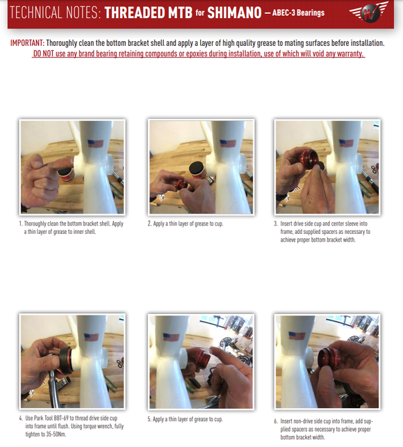 Wheels Mfg Bottom Bracket - BSA Threaded MTB ABEC-3 BB for 24mm Cranks (Shimano)