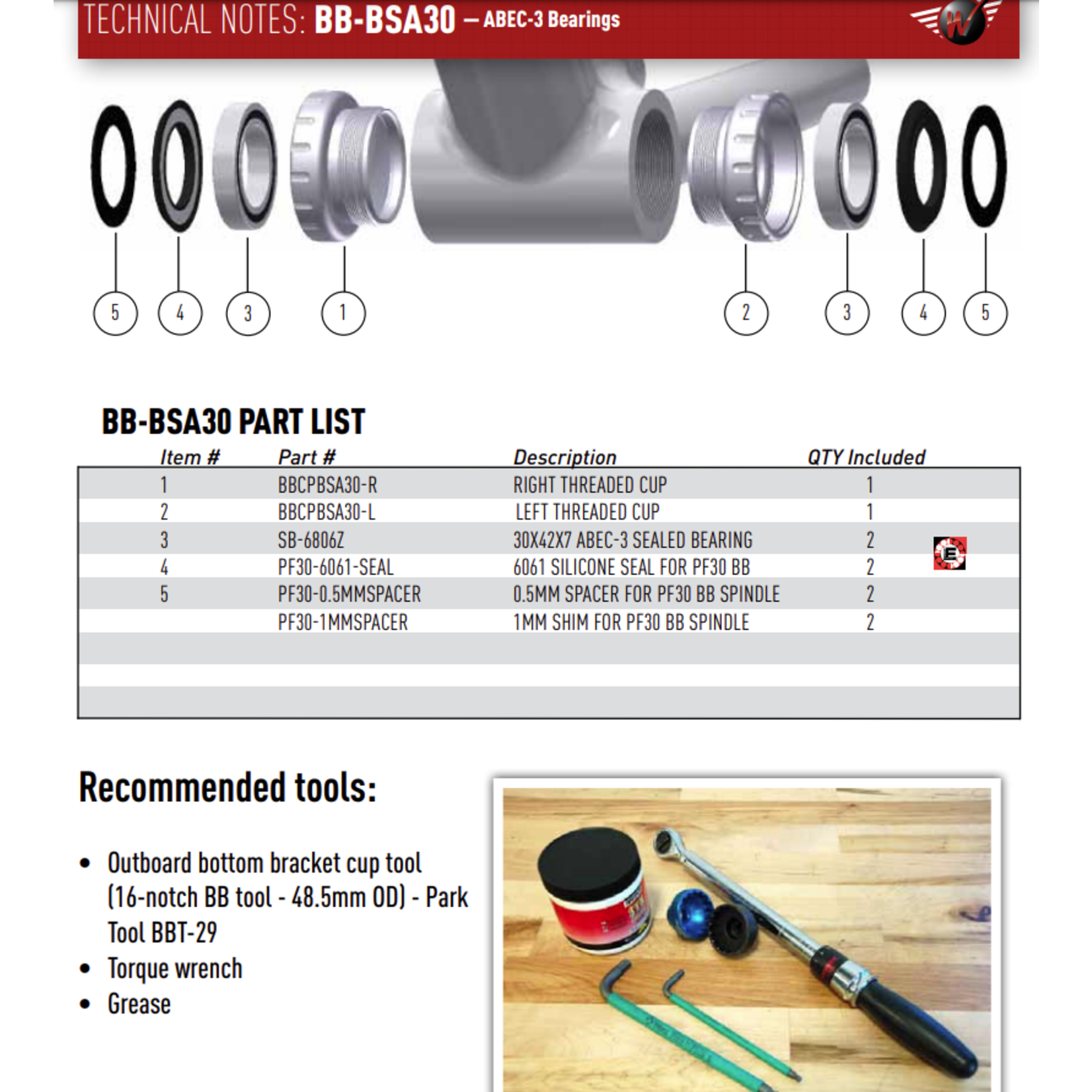 Wheels Manufacturing Wheels Mfg Bottom Bracket - BSA Threaded to 29mm ABEC-3 BB for SRAM DUB Compatible Cranks