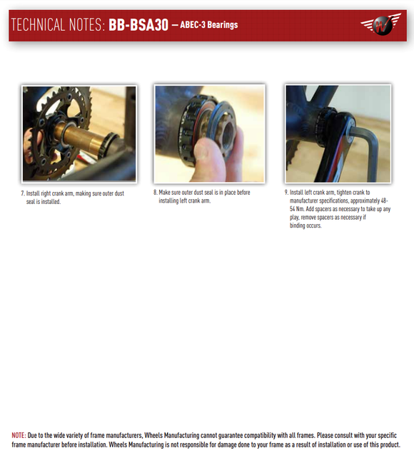 Wheels Mfg Bottom Bracket - BSA Threaded to 30mm ABEC 3